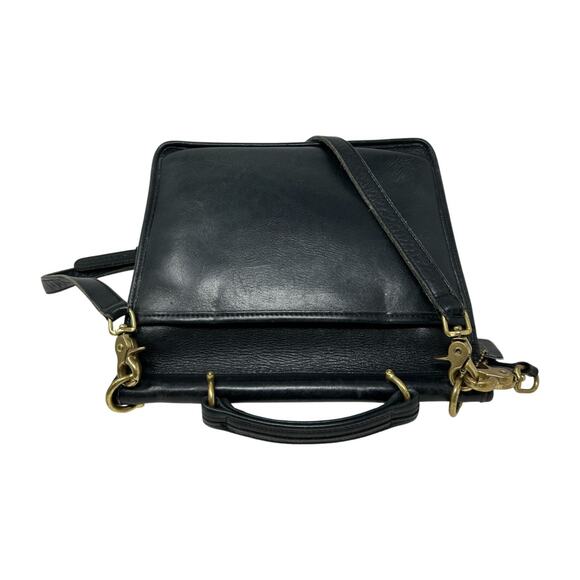 Vintage COACH WILLIS Black Leather Crossbody Satchel Bag Purse Brass 9927 - Picture 3 of 16